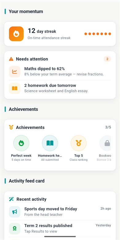 Education app screen