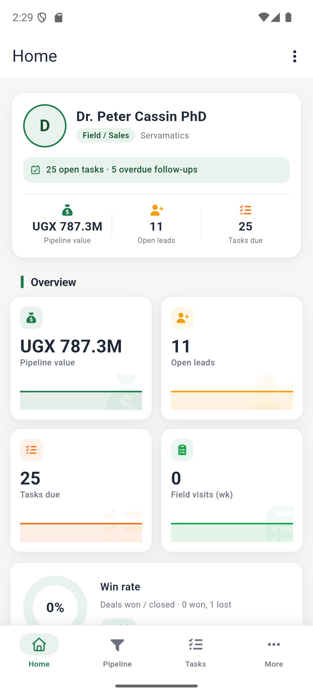 Business & M&E app screen