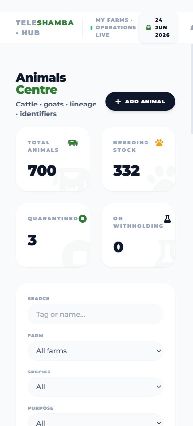 Livestock app screen